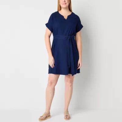 St. John's Bay Womens Short Sleeve Shift Dress Tall Product Image