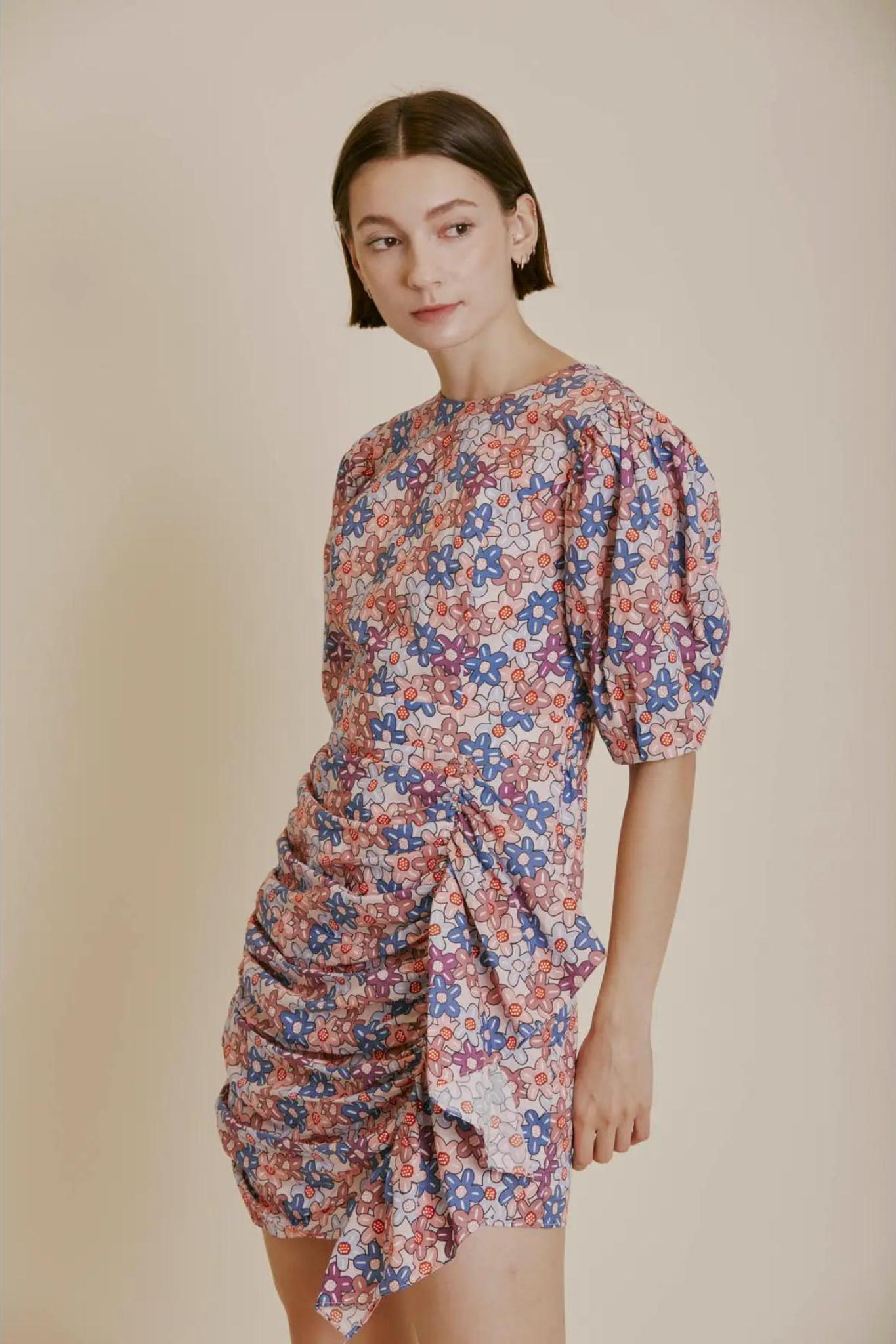 Flower Fields Puff Sleeve Floral Dress Product Image