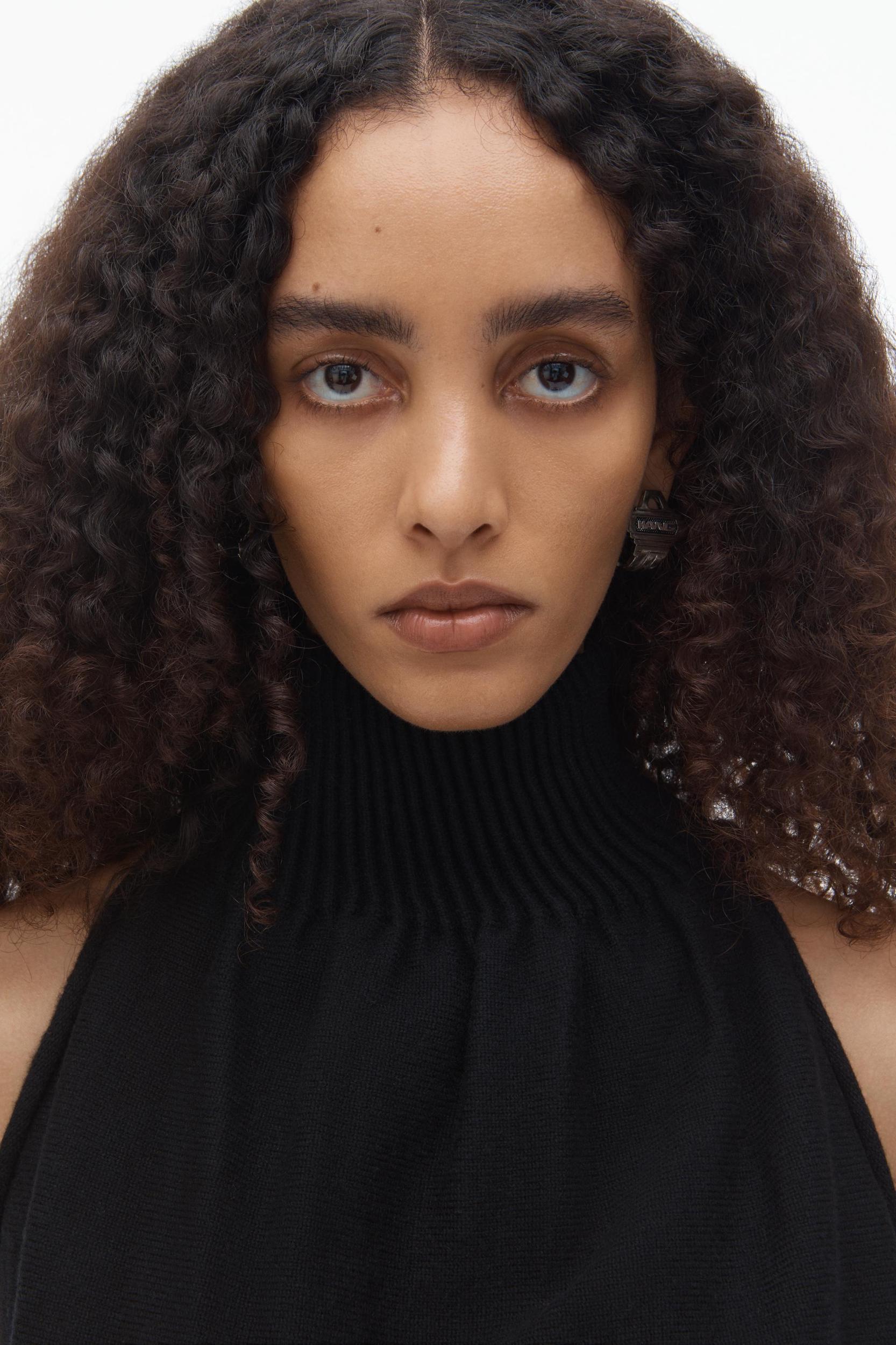 Ruched Turtleneck Halter Dress Product Image