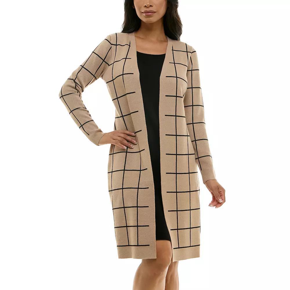 Women's Nina Leonard Cardigan & Sweater Dress Set, Size: Large, Black Product Image