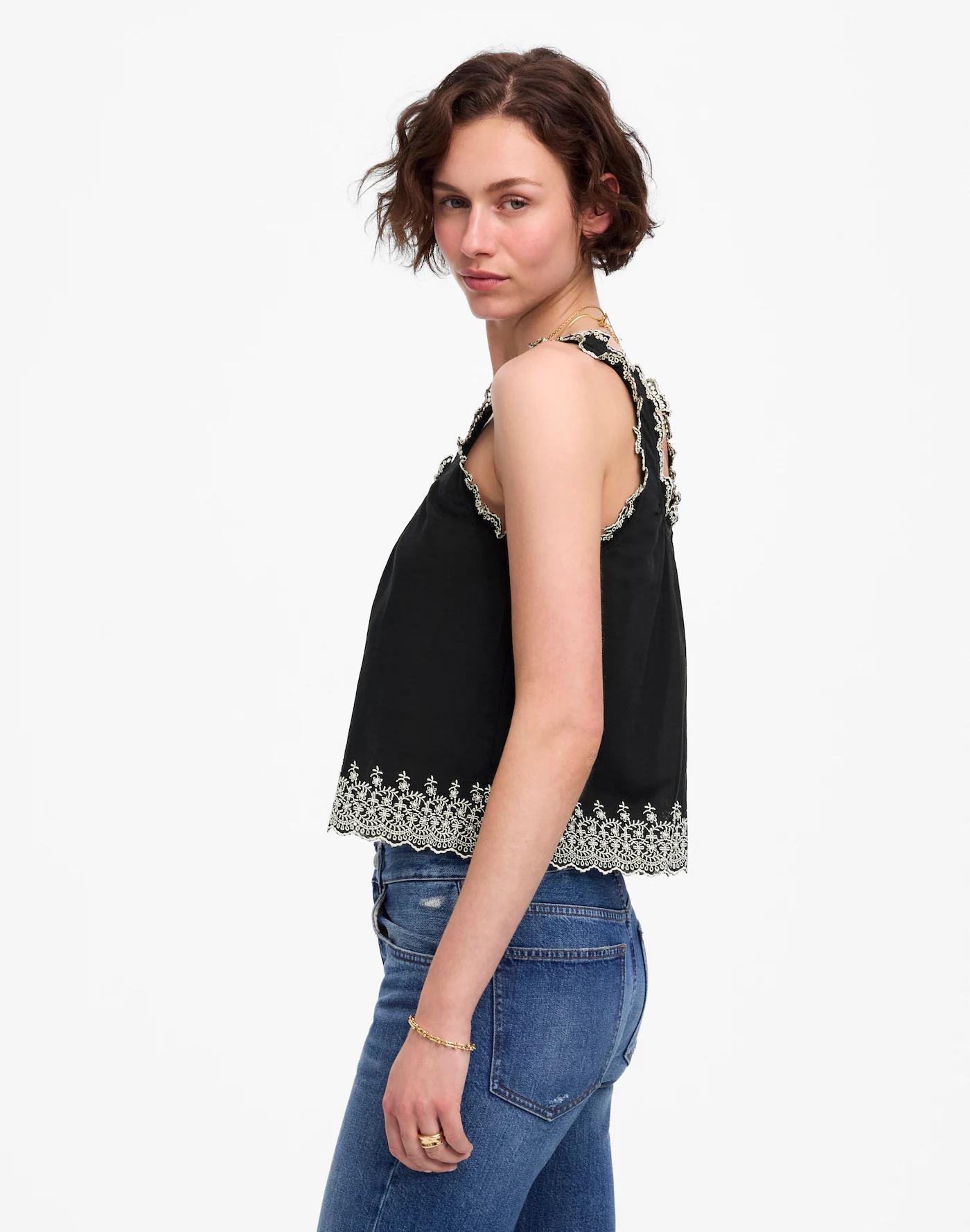 Embroidered Scalloped Tank Product Image