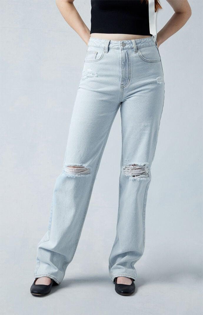 Womens Eco Light Indigo Ripped 90s Boyfriend Jeans Product Image