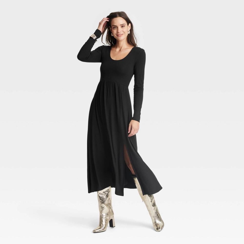 Women's Long Sleeve Knit Ballet Maxi Dress - A New Day™ Product Image