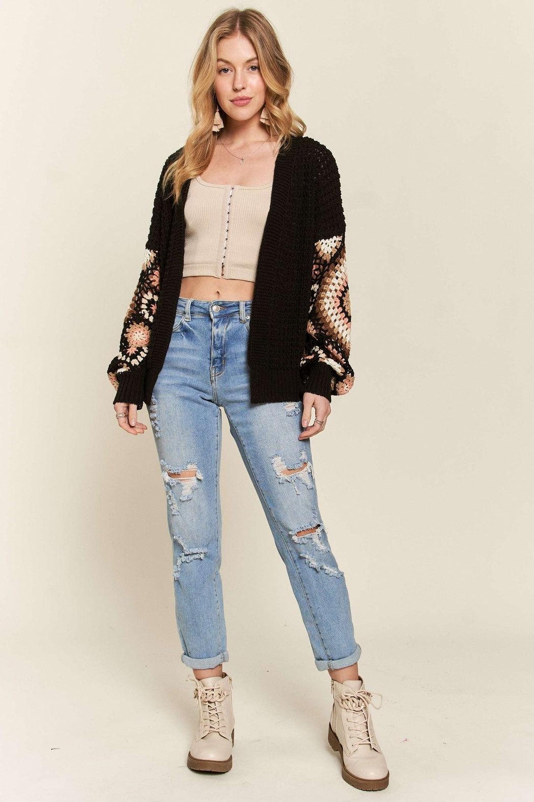 Crochet Sleeve Cardigan Product Image