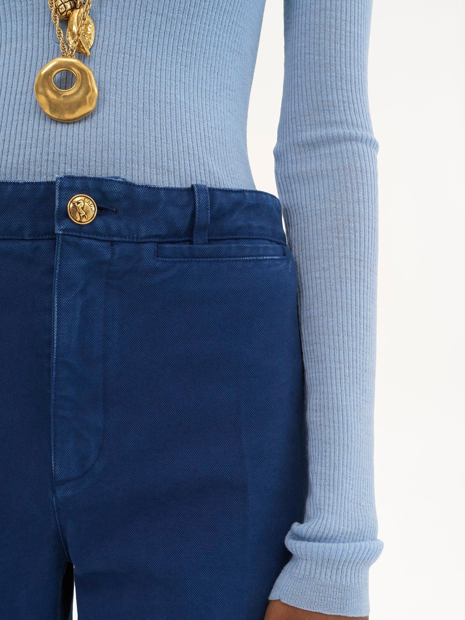 Flared tailored pants in cotton canvas Product Image