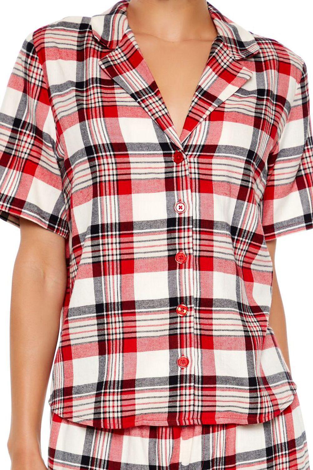 Plaid Shirt & Pants Flannel Pajama Set | Forever 21 Product Image