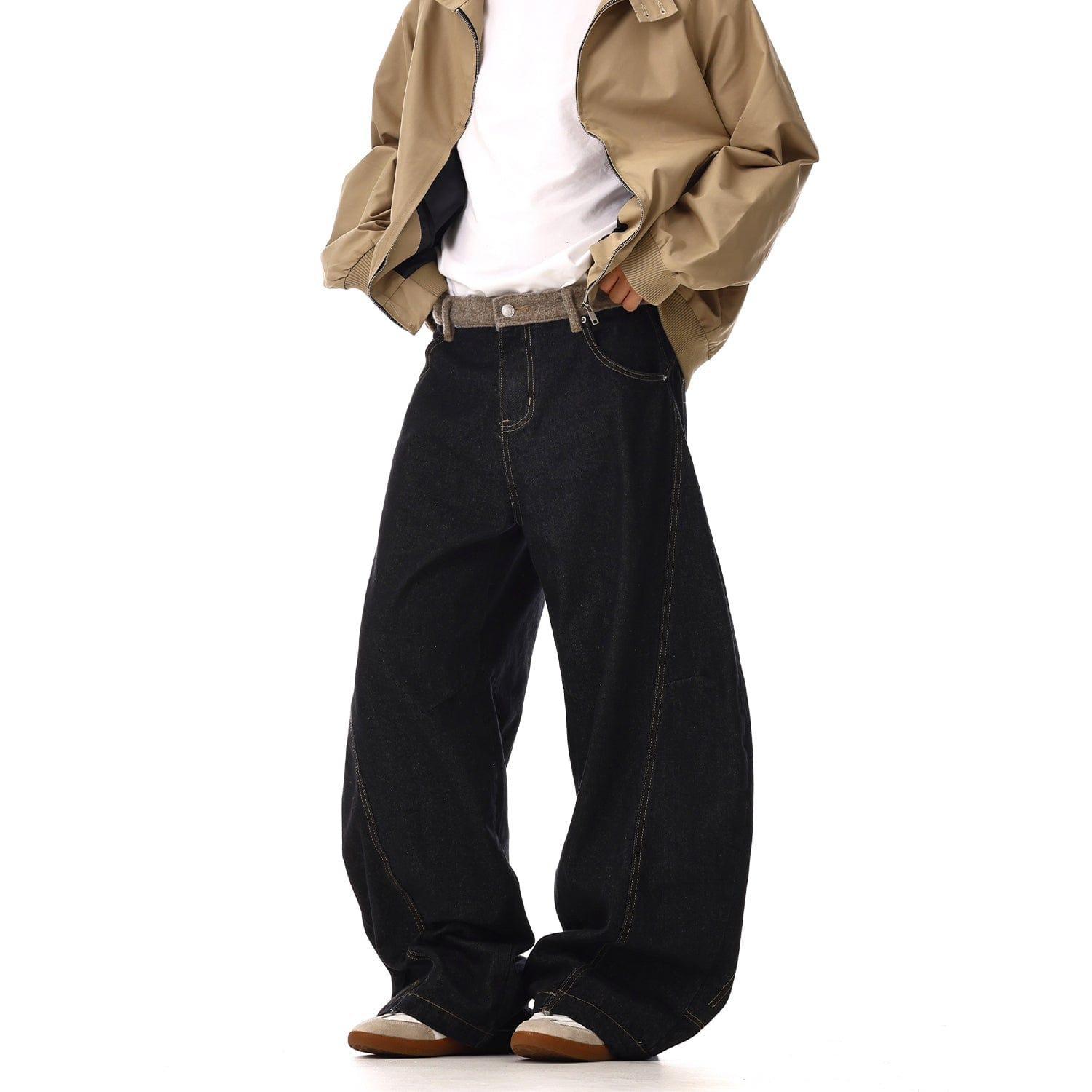 RT No. 12548 BLACK SCIMITAR BAGGY DENIM JEANS Product Image