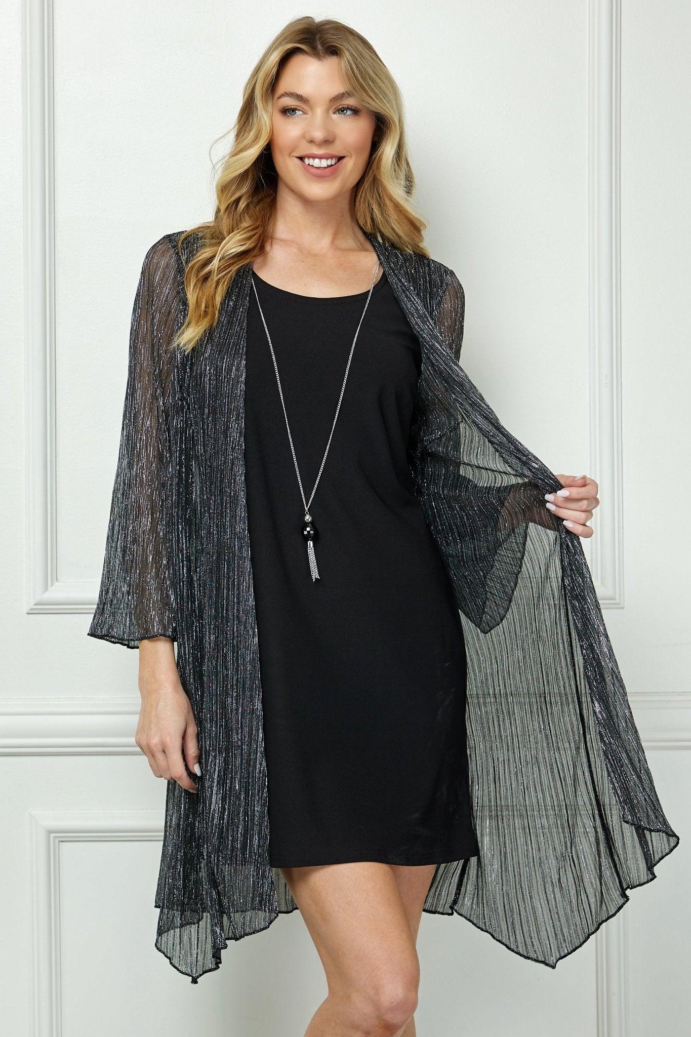 Sara Michelle 3/4 Bell Sleeve  2 Fer Dress And Necklace Product Image