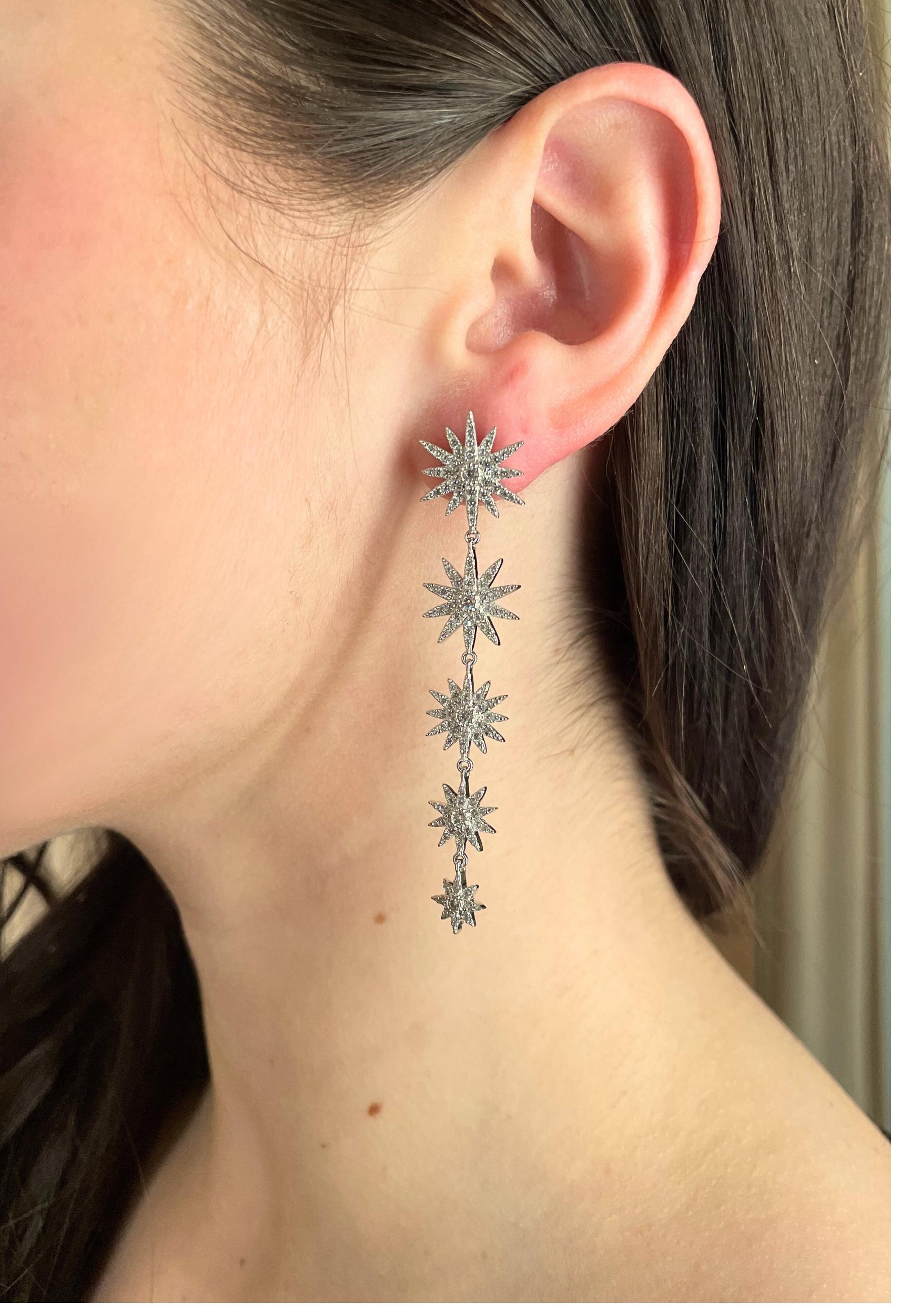 Silver Starburst Dangle Earrings Product Image