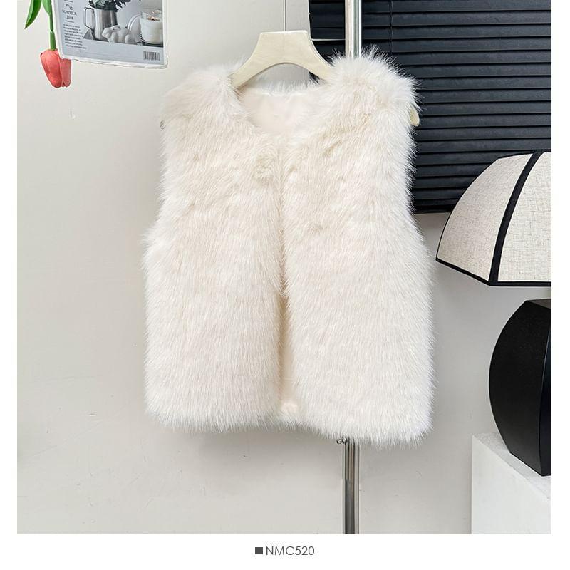 Faux-Fur Vest Jacket Product Image