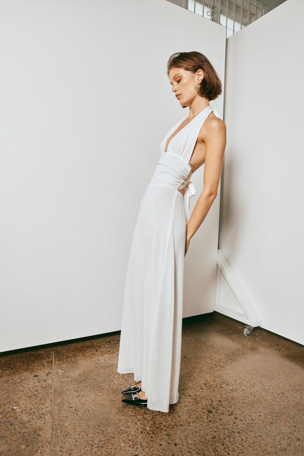 When In Italy Halter Midi Dress White Product Image
