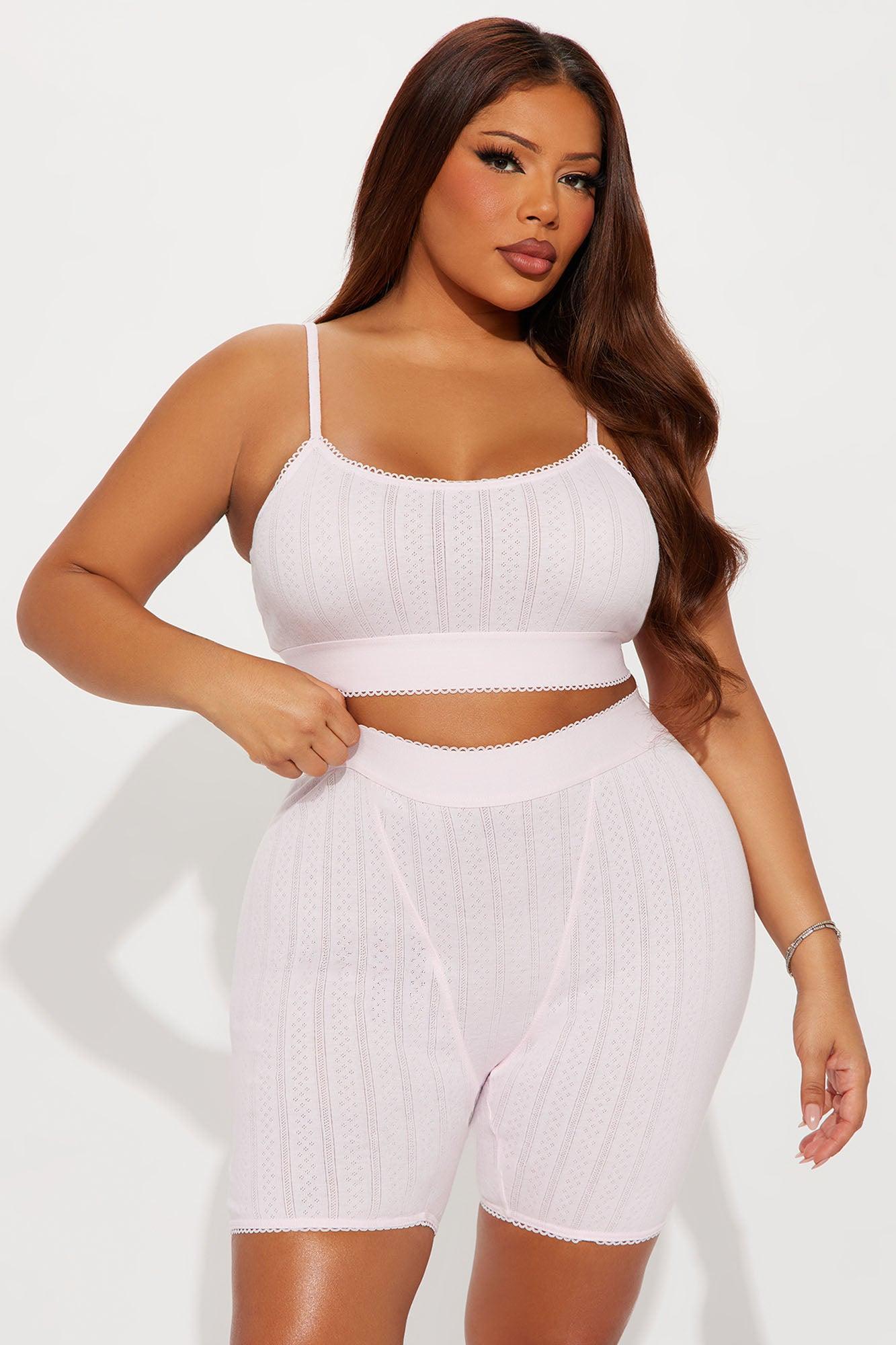 Stay Together Pointelle PJ Boxer Short Set - Pink Product Image