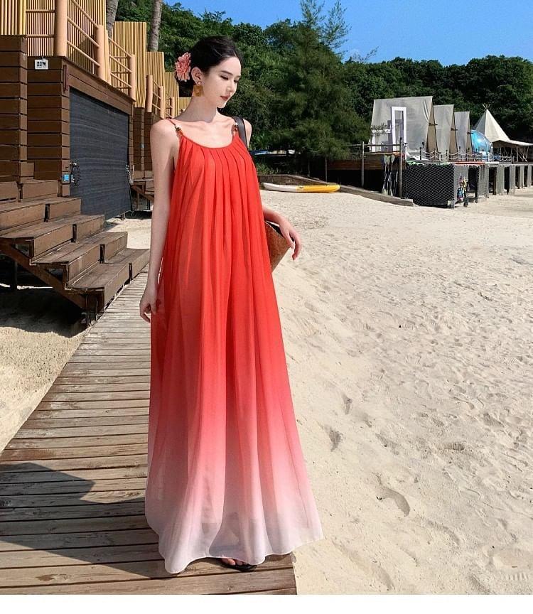 Sleeveless Gradient Maxi A-Line Dress Product Image