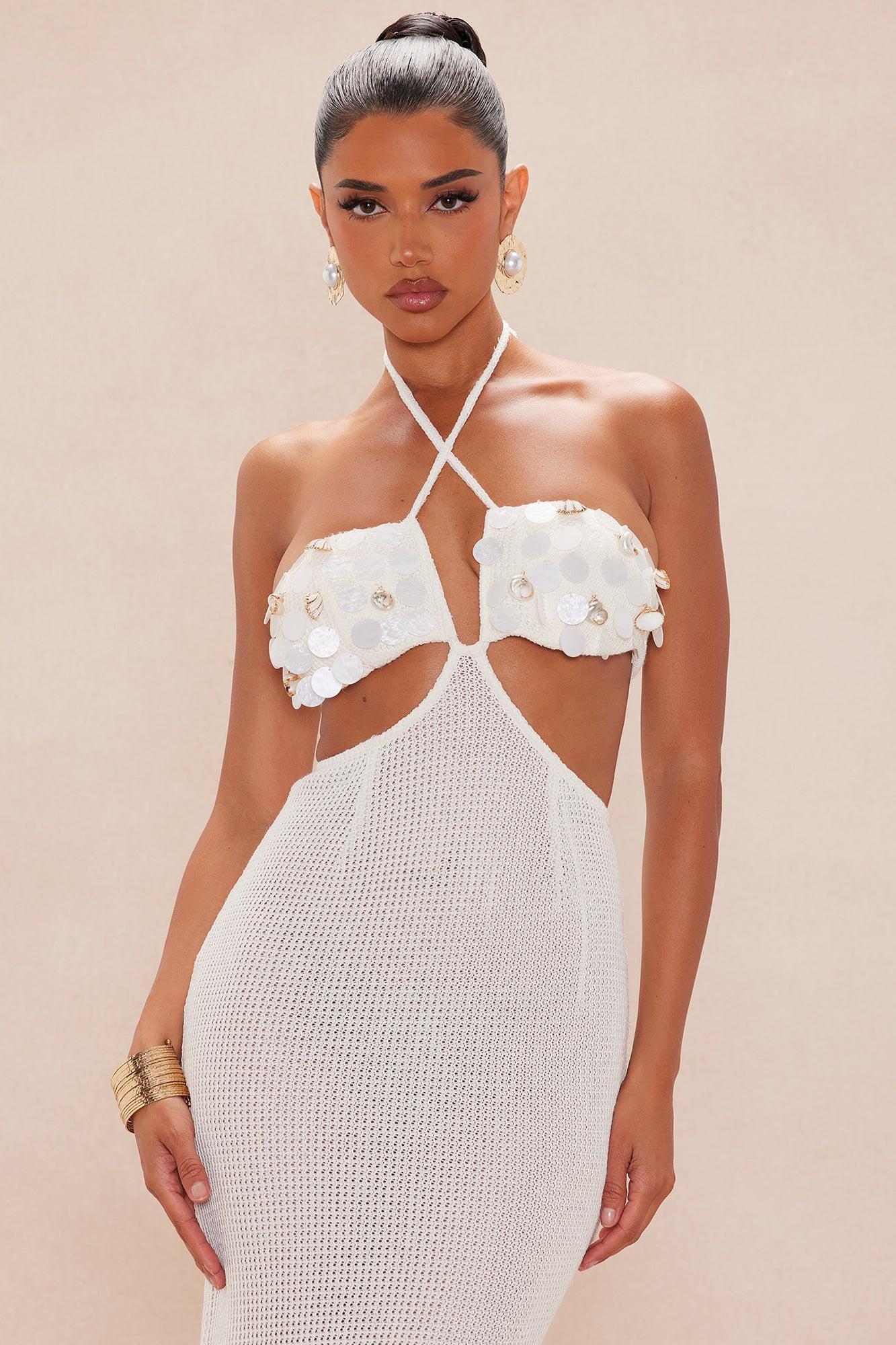 Hailey Crochet Maxi Dress - Cream Product Image