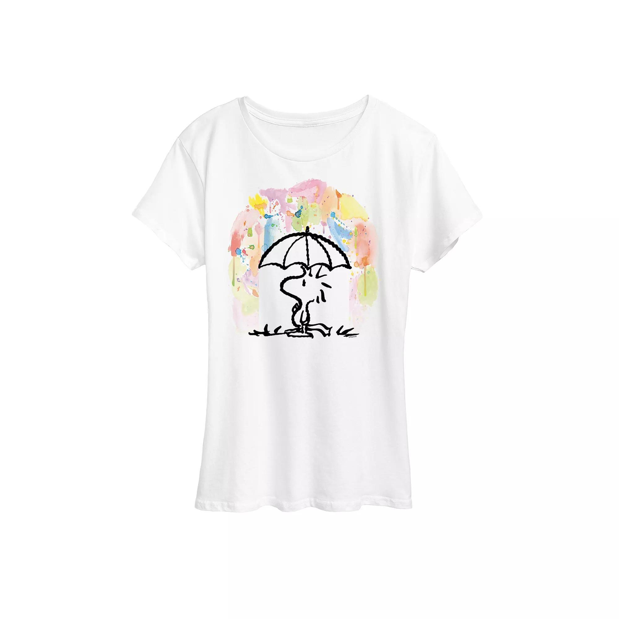 Womens Peanuts Woodstock Watercolor Graphic Tee Product Image