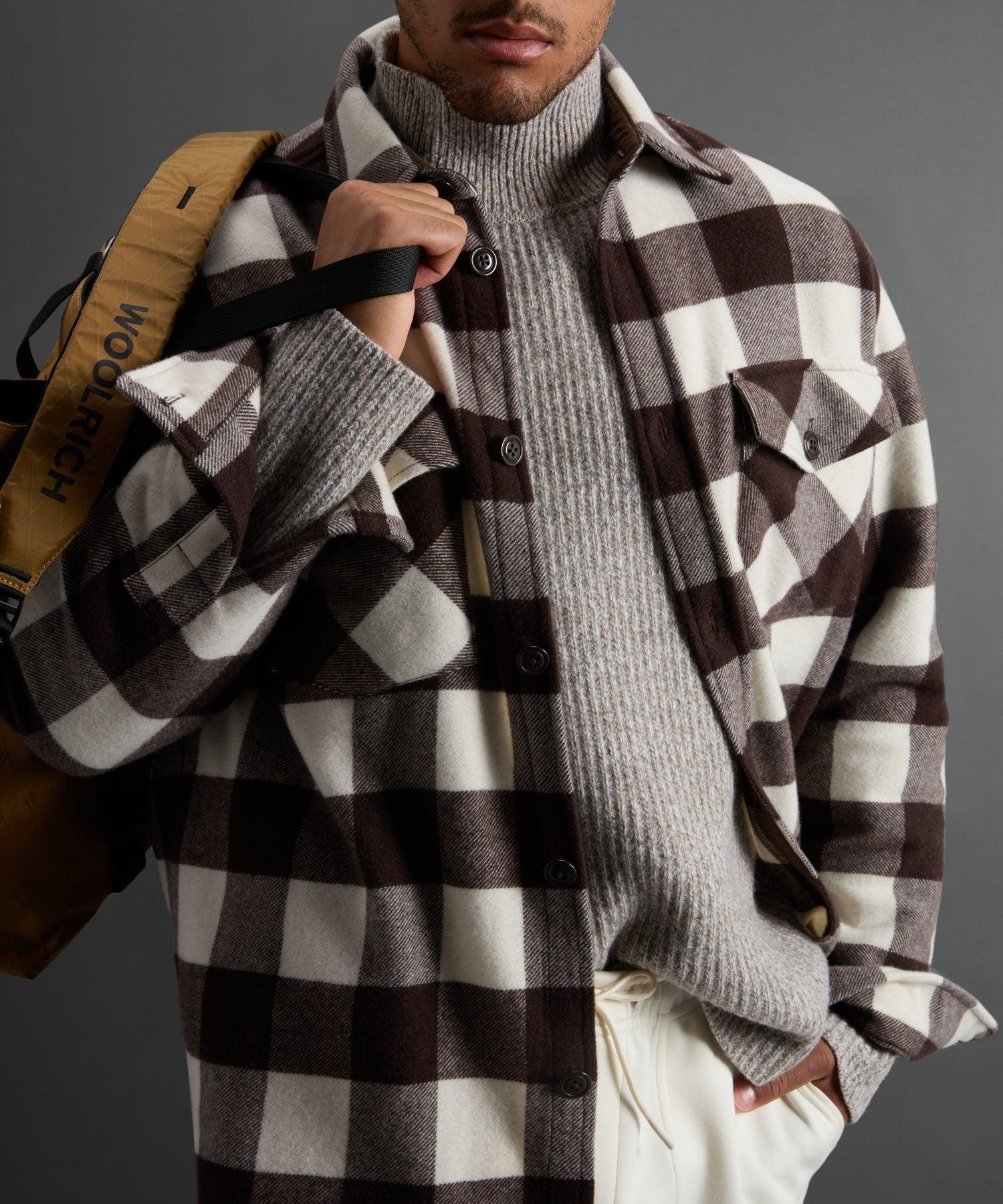 Todd Snyder X Woolrich Cashmere Shirt Jacket in Brown Plaid Product Image