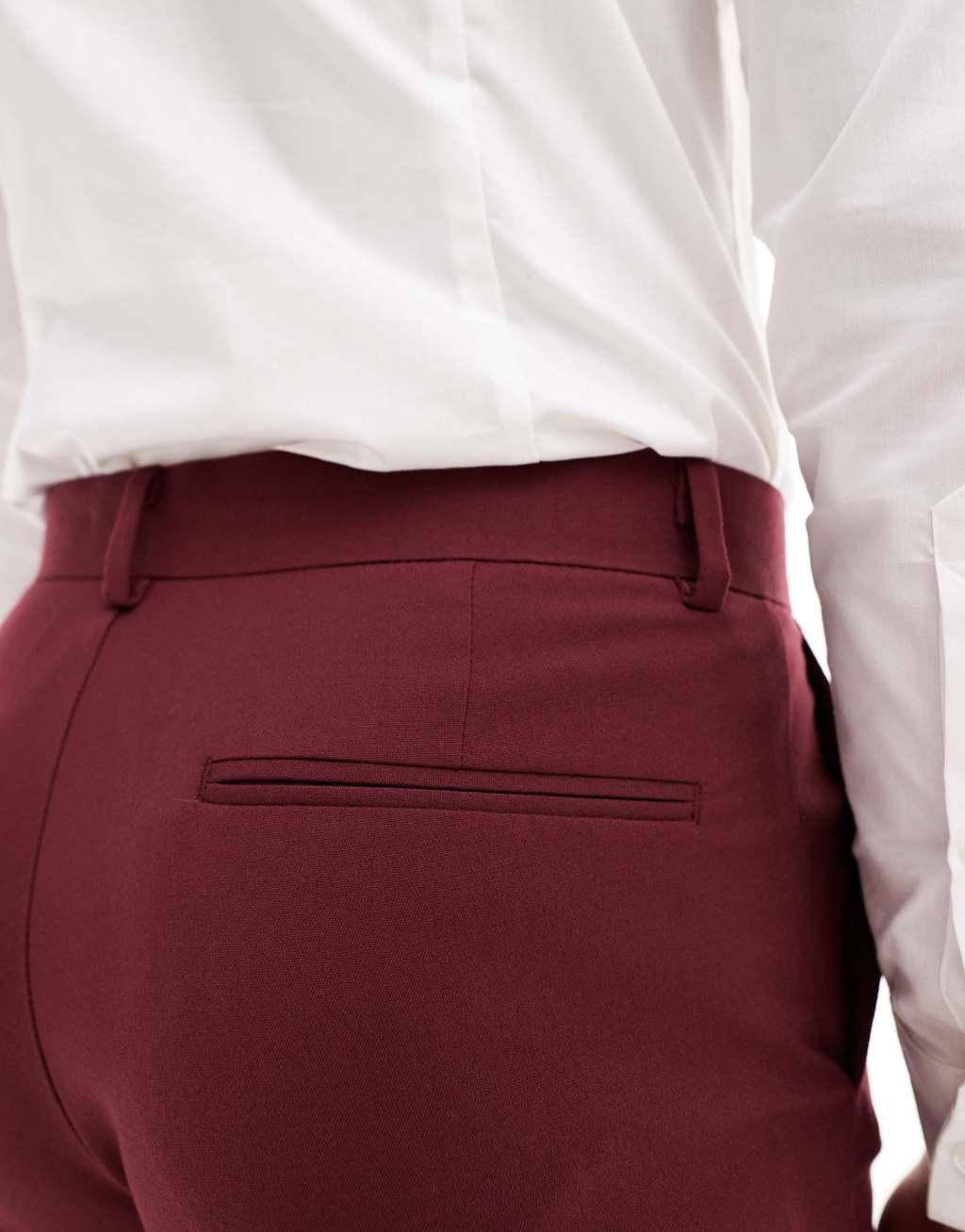 ASOS DESIGN slim suit pants in burgundy Product Image