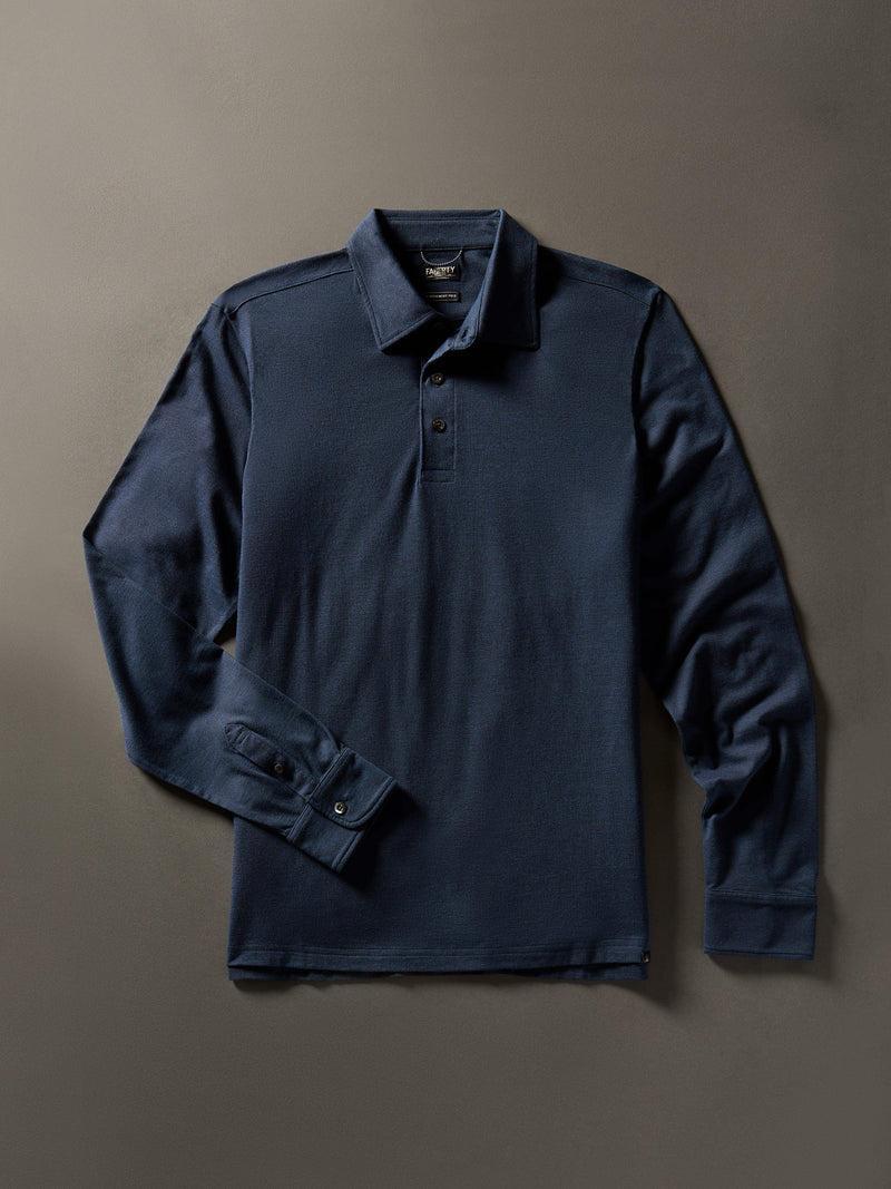 Movement™ Long-Sleeve Pique Polo - Harbor Night Heather Product Image