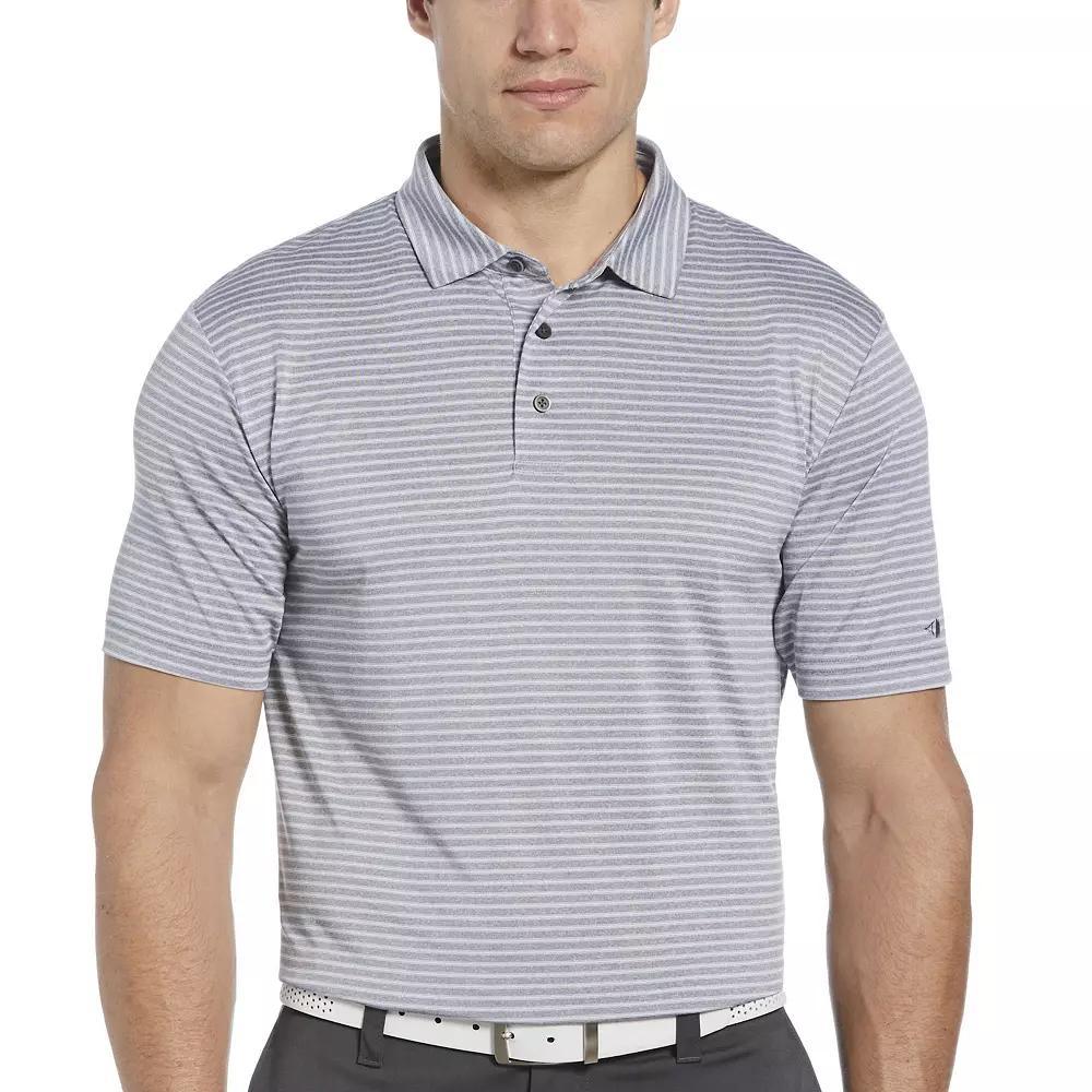 Men's Grand Slam Heather Feeder Stripe Golf Polo, Size: Large, Cavier Grey Product Image
