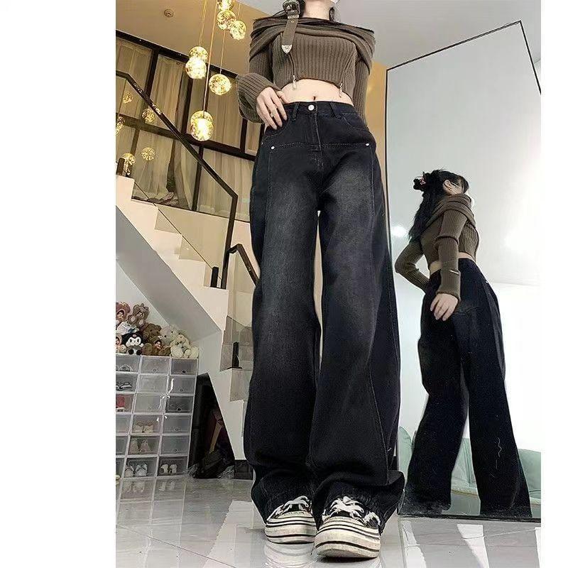 High Rise Washed Loose Fit Jeans Product Image
