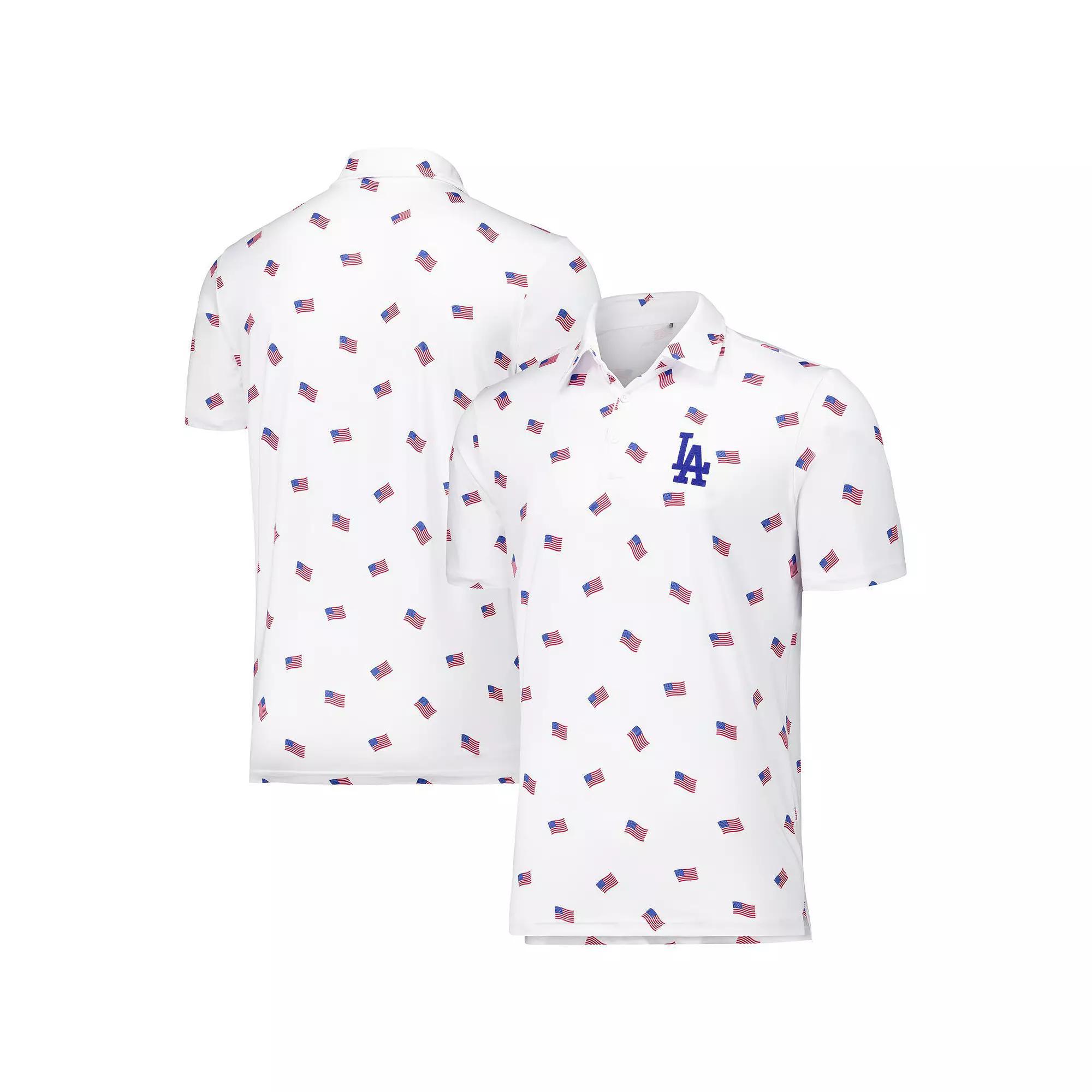 Men's Antigua White Los Angeles Dodgers  Americana Polo, Size: Medium Product Image