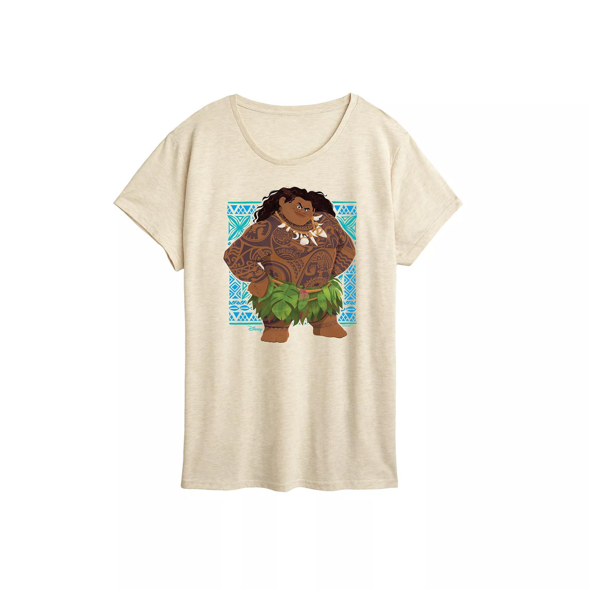 Disneys Moana 2 Maui Womens Portrait Tribal Graphic Tee Brown Product Image