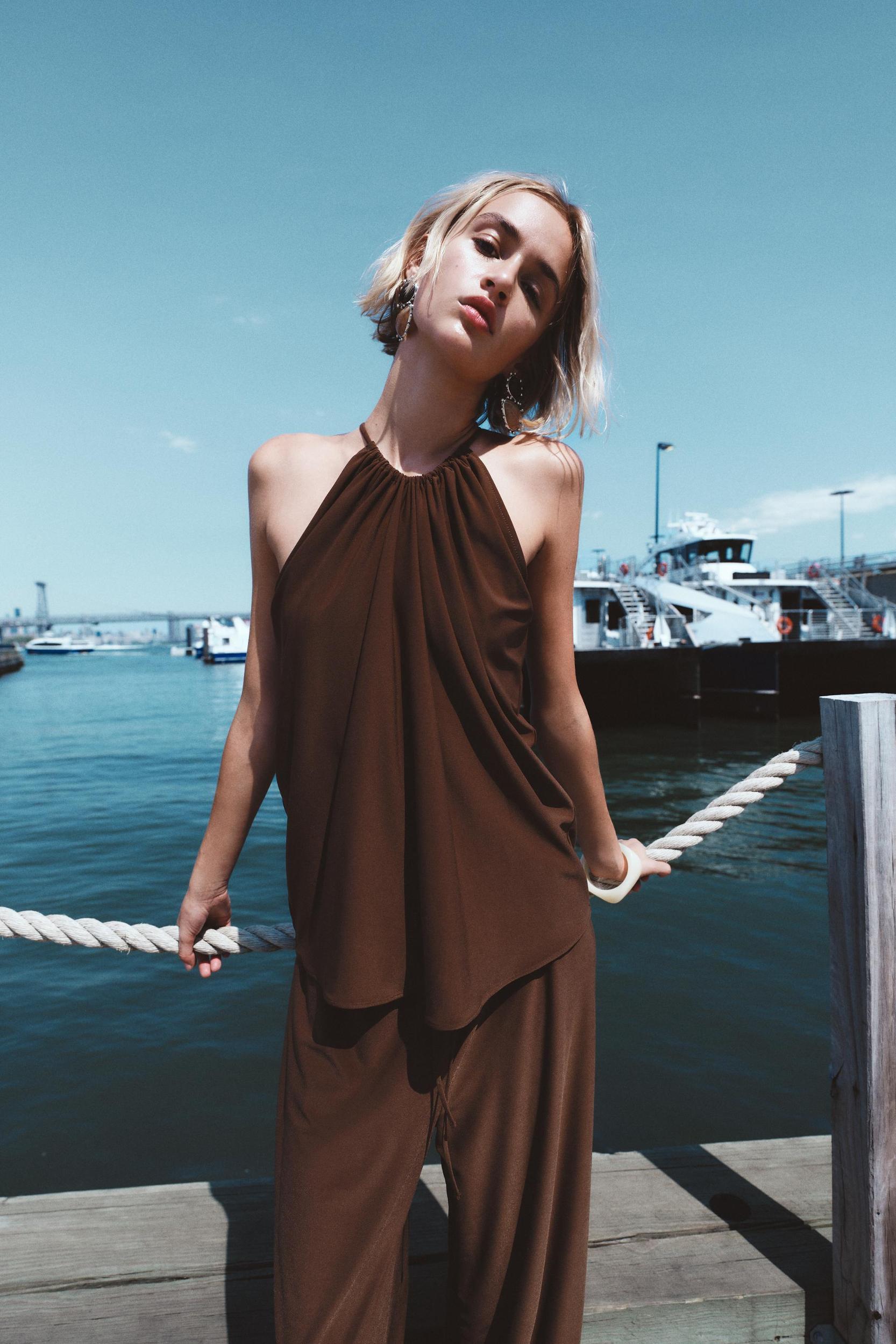 DRAPED HALTER TOP Product Image