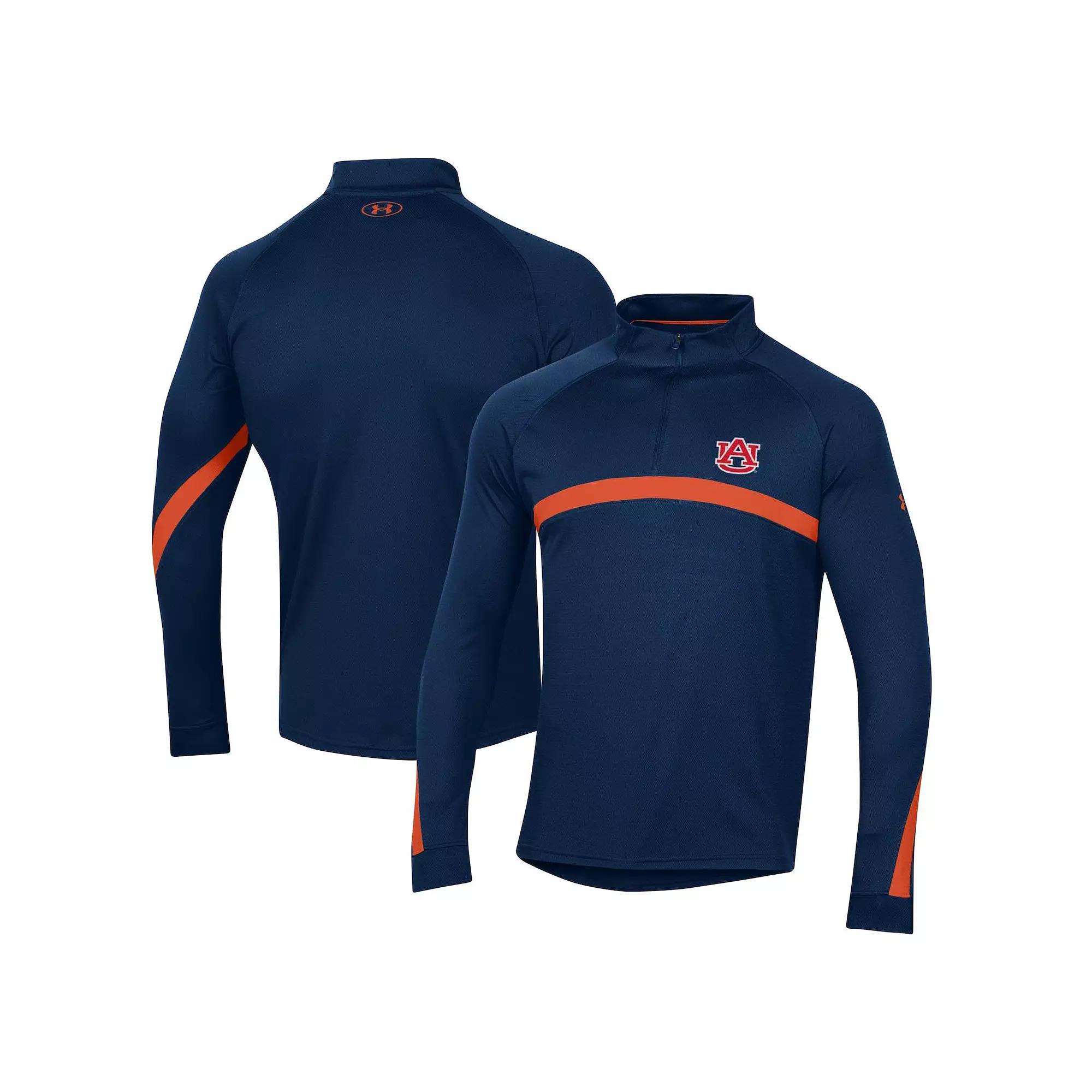 Men's Under Armour Navy Auburn Tigers Game Day Camo Raglan Quarter-Zip Top, Size: Medium, Blue Product Image