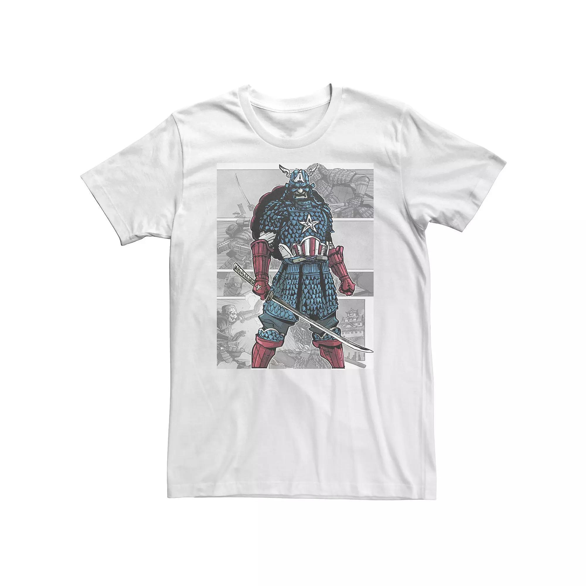 Big & Tall Marvel Captain America Samurai Comic Scenes Tee, Men's, Size: 4XL Tall, White Product Image