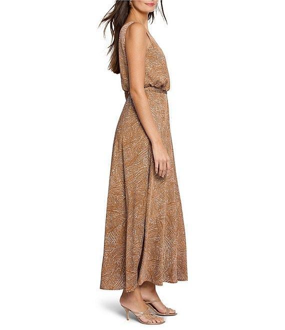 NIC + ZOE Bianca Woven Swirling Sands V-Neck Sleeveless Blouson Dress Product Image