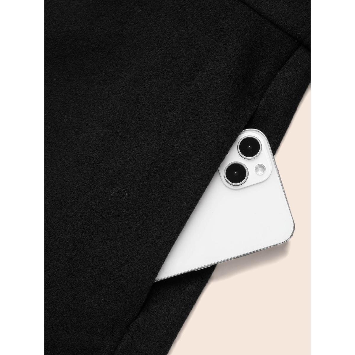 Plus Size Suit Collar Button Up Slightly Stretchy Jacket Women Black Button Bodycon Side seam pocket Everyday Jackets BloomChic 14-16/1X Product Image