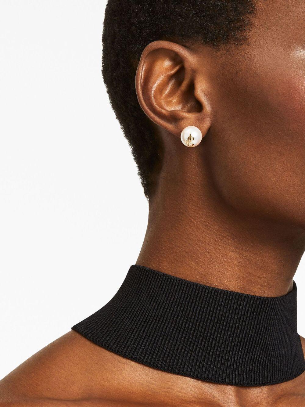 JIMMY CHOO Gold-finish Metal Jc Pearl Stud Earrings Accessories In White Product Image