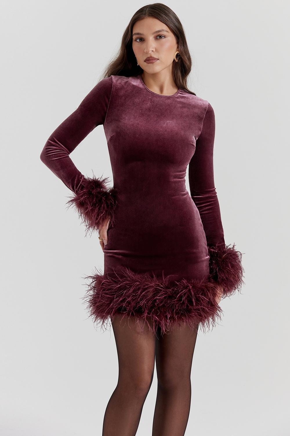 Lavinia Mulberry Velvet Mini Dress Product Image
