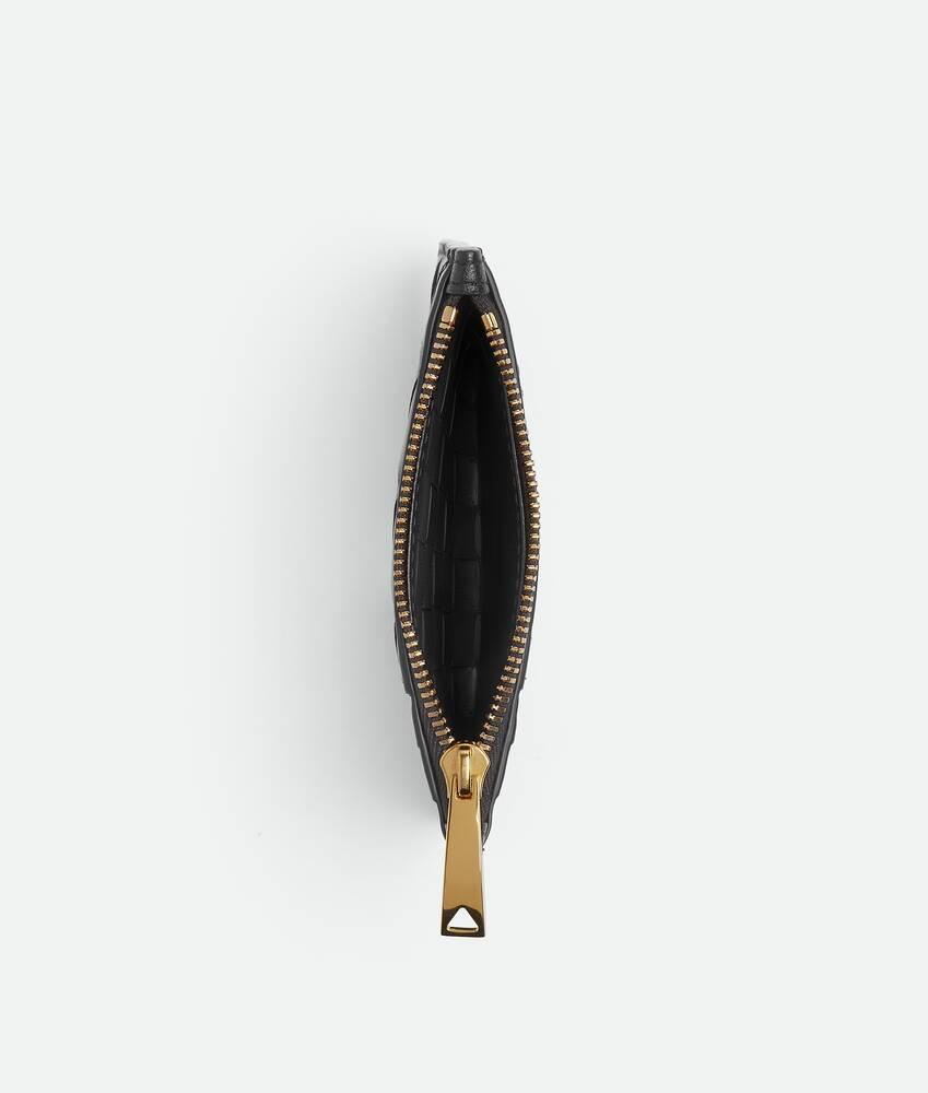 Women's Intrecciato Zipped Card Case in Black Product Image