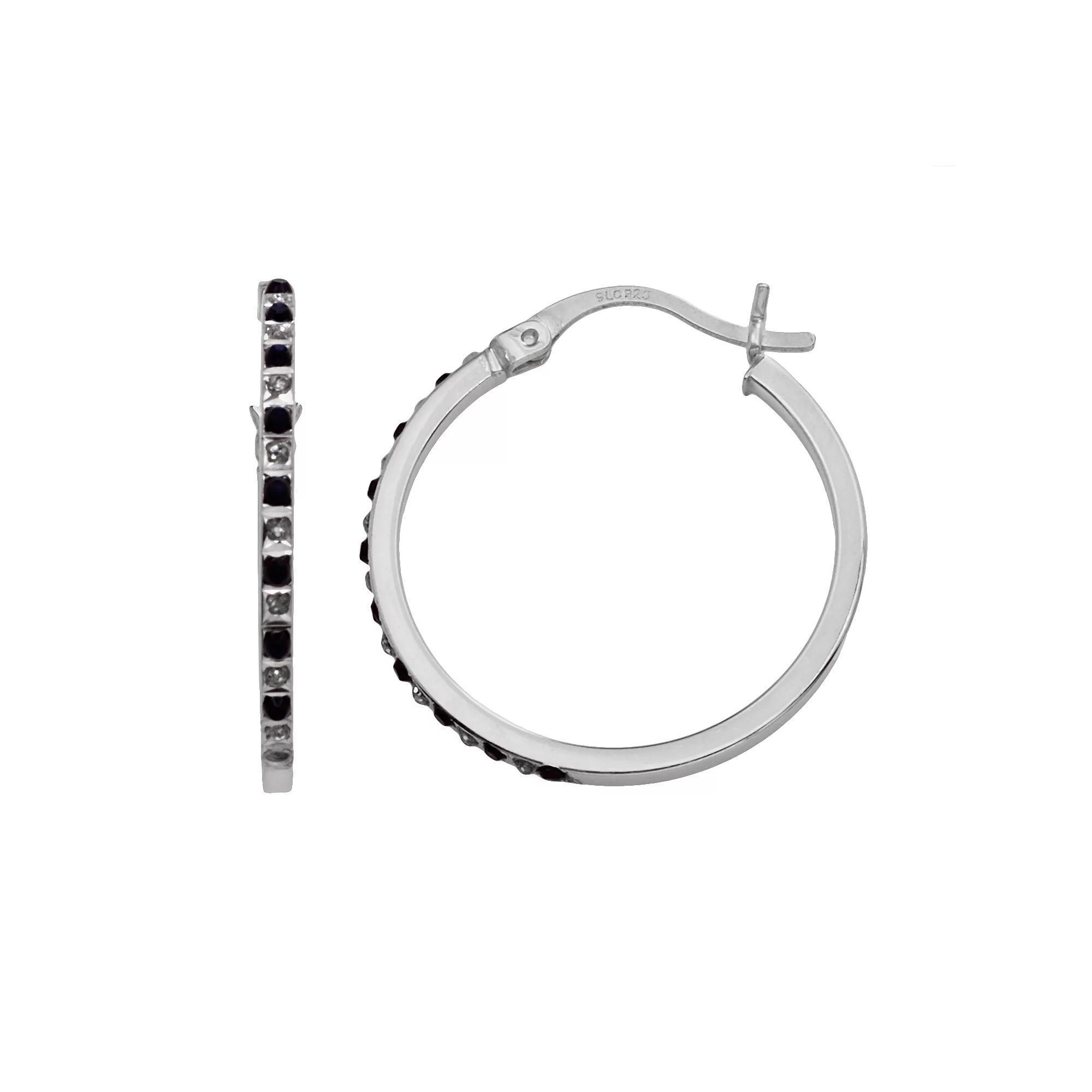 18k Gold-Over-Silver Sapphire Hoop Earrings, Women's Product Image