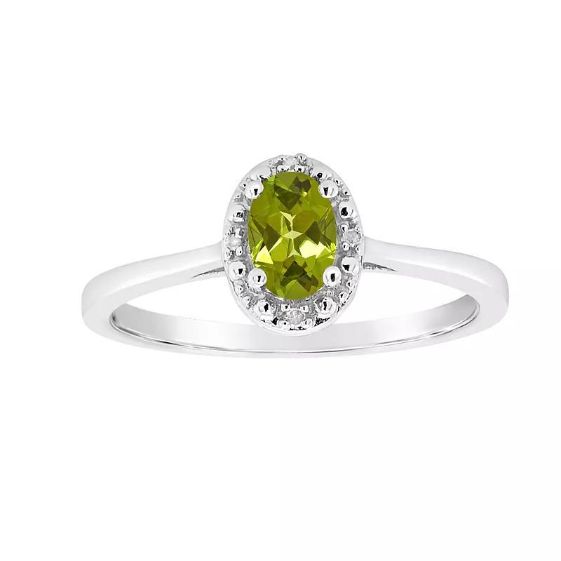 Celebration Gems Sterling Silver Oval Genuine Garnet Diamond Accent Frame Ring, Womens Peridot Product Image