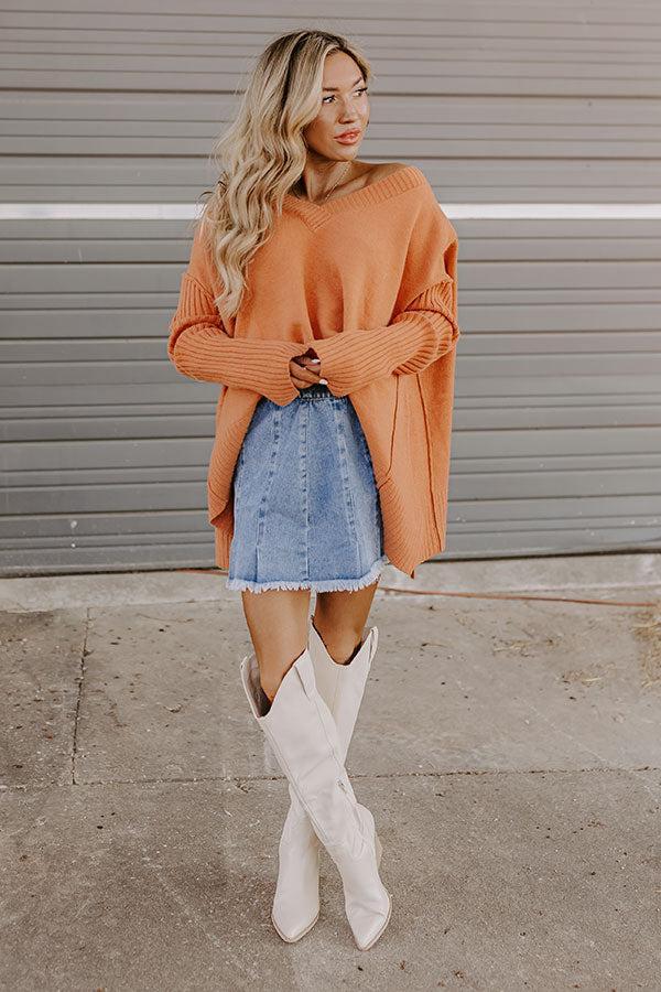 Falling Leaves Knit Sweater in Light Rust Product Image