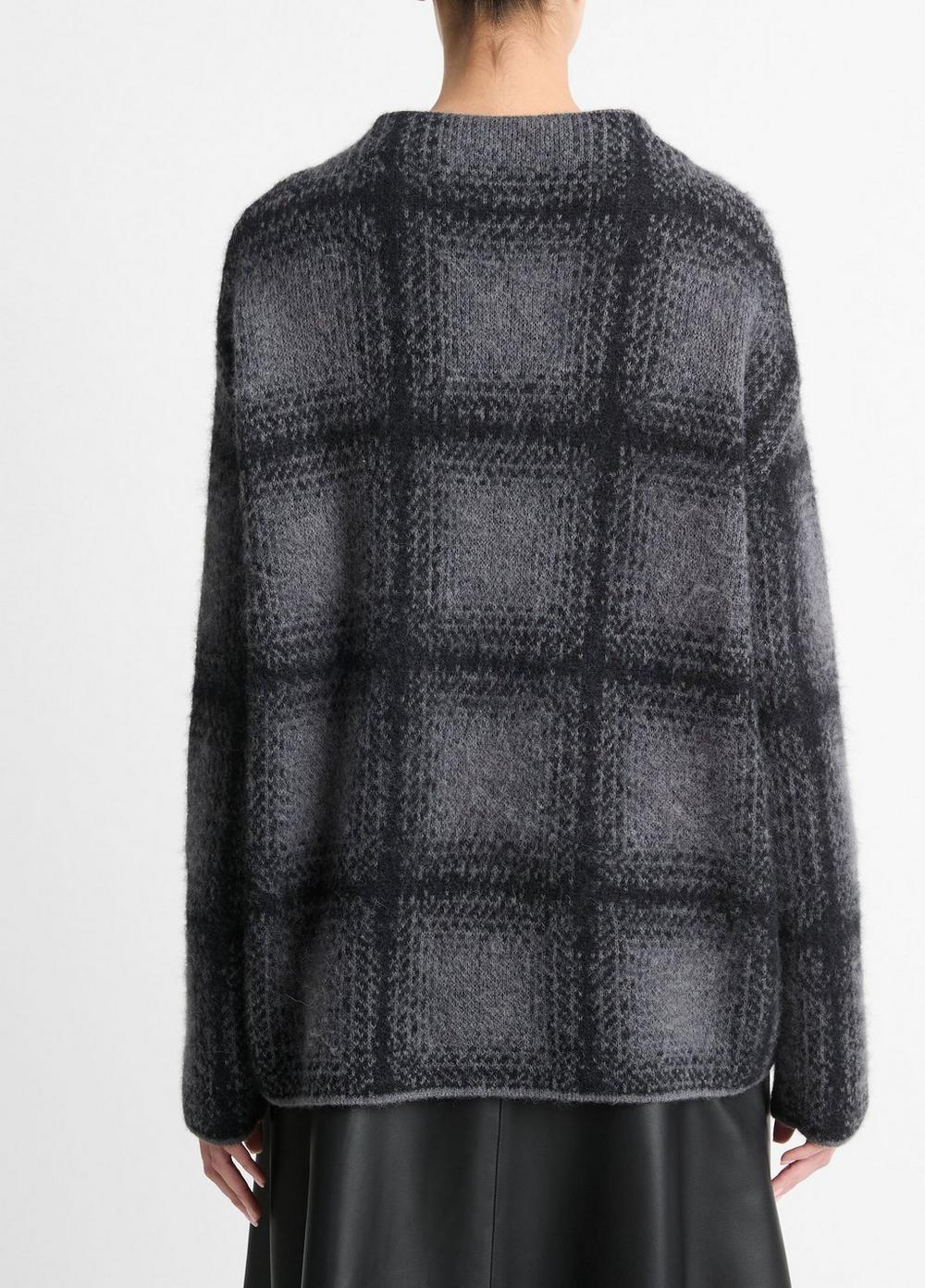 Womens Shadow Plaid Funnel Neck Sweater, Juniper Combo, Size S Vince Product Image