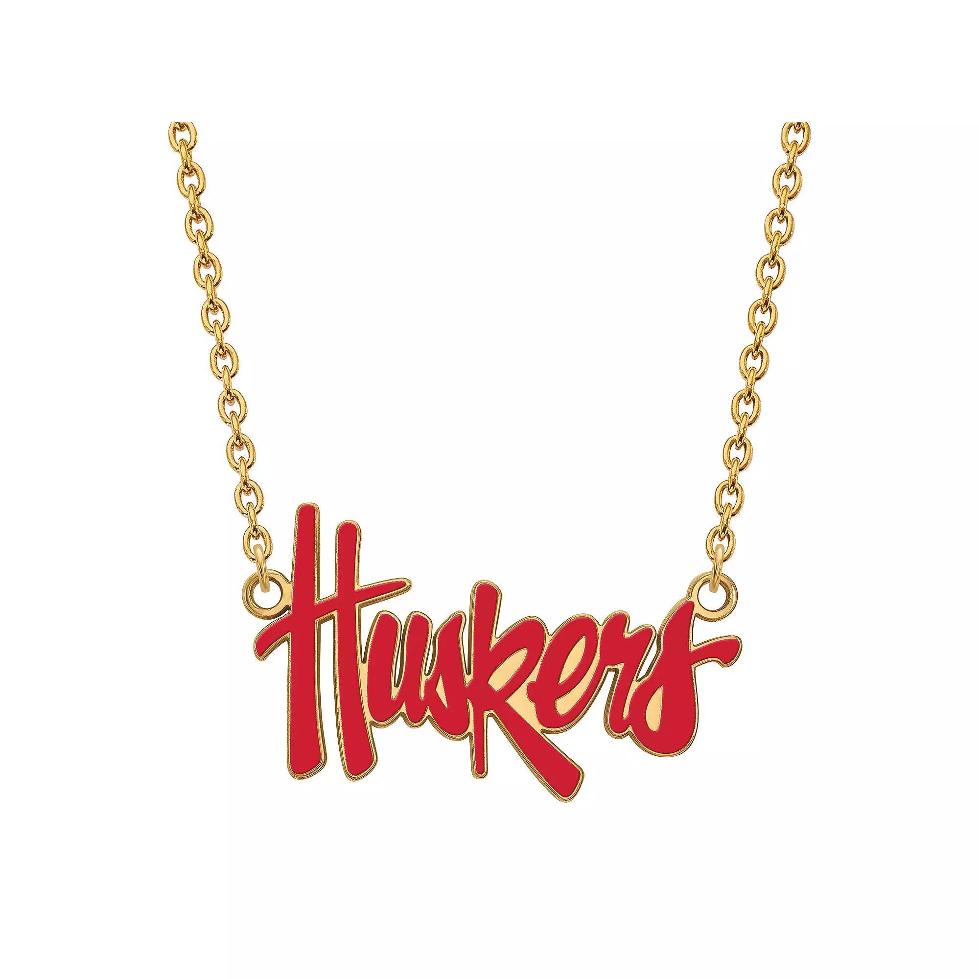 LogoArt 14K Gold Over Silver Nebraska Cornhuskers Script Pendant, Womens 14k Gold Plated Product Image