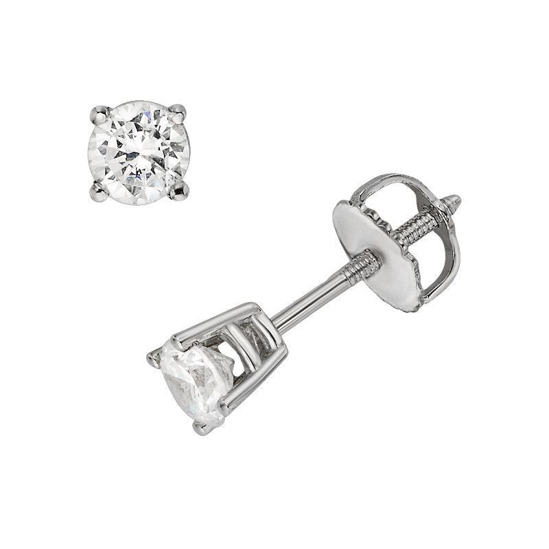 The Regal Collection 18k White Gold 1/2-ct. T.W. IGL Certified Colorless Round-Cut Diamond Solitaire Earrings, Womens Product Image