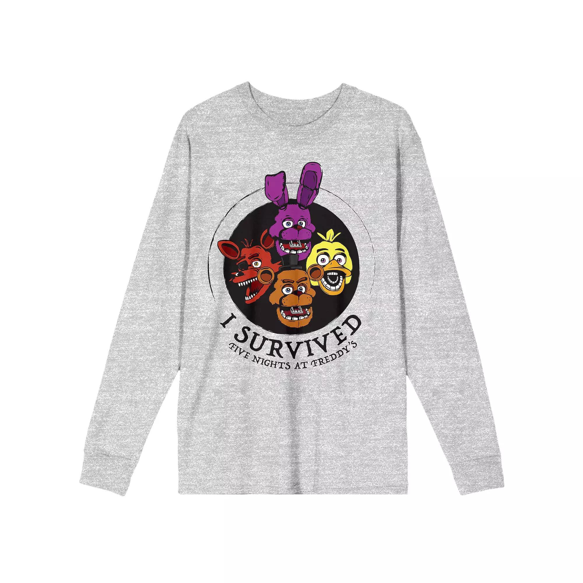 Men's Five Nights at Freddys Long Sleeve Tee, Size: Small, Gray Product Image