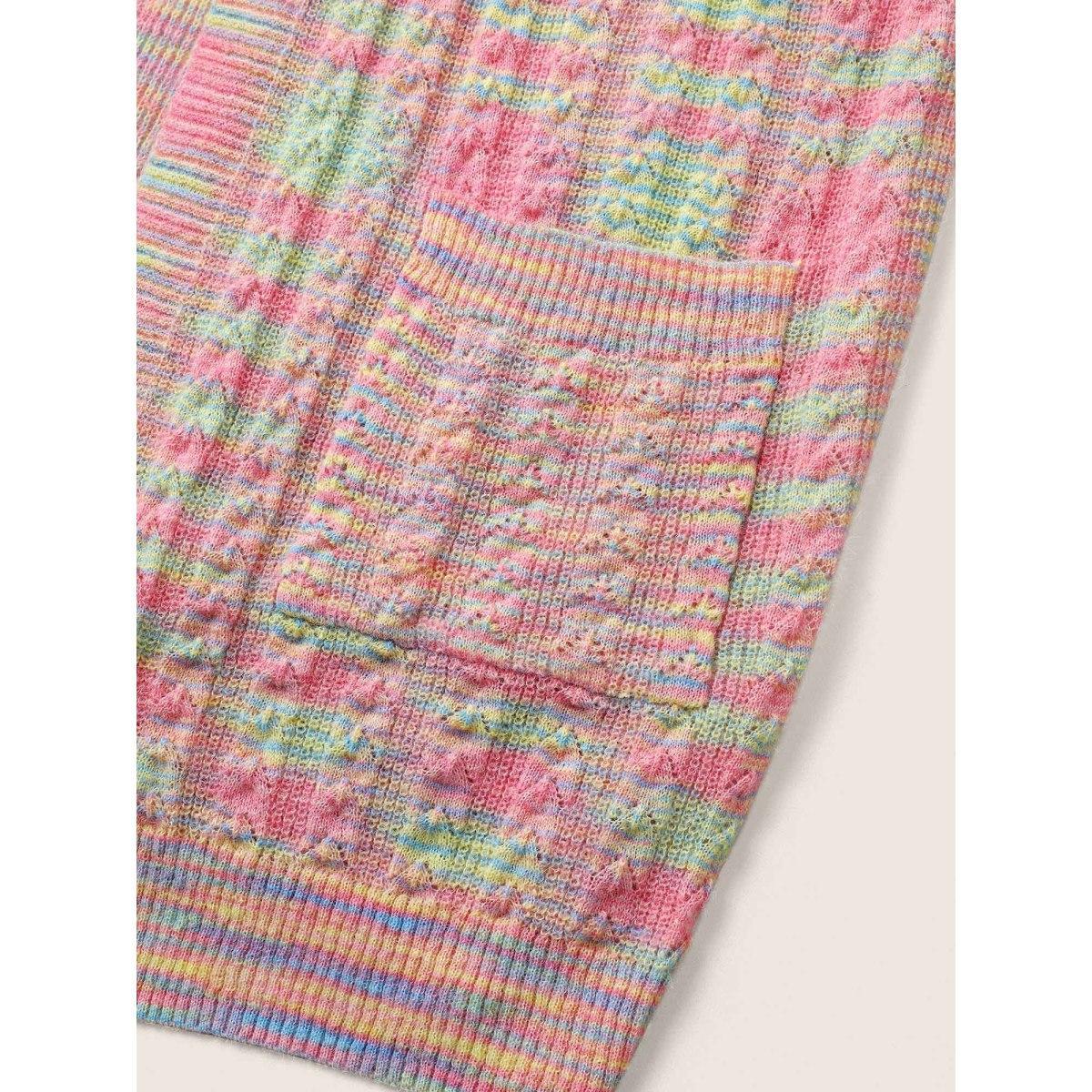 Plus Size Ombre Heather Texture Cable Knit Pocket Cardigan Multicolor Women Casual Long Sleeve Everyday Cardigans BloomChic 22-24/3X Product Image