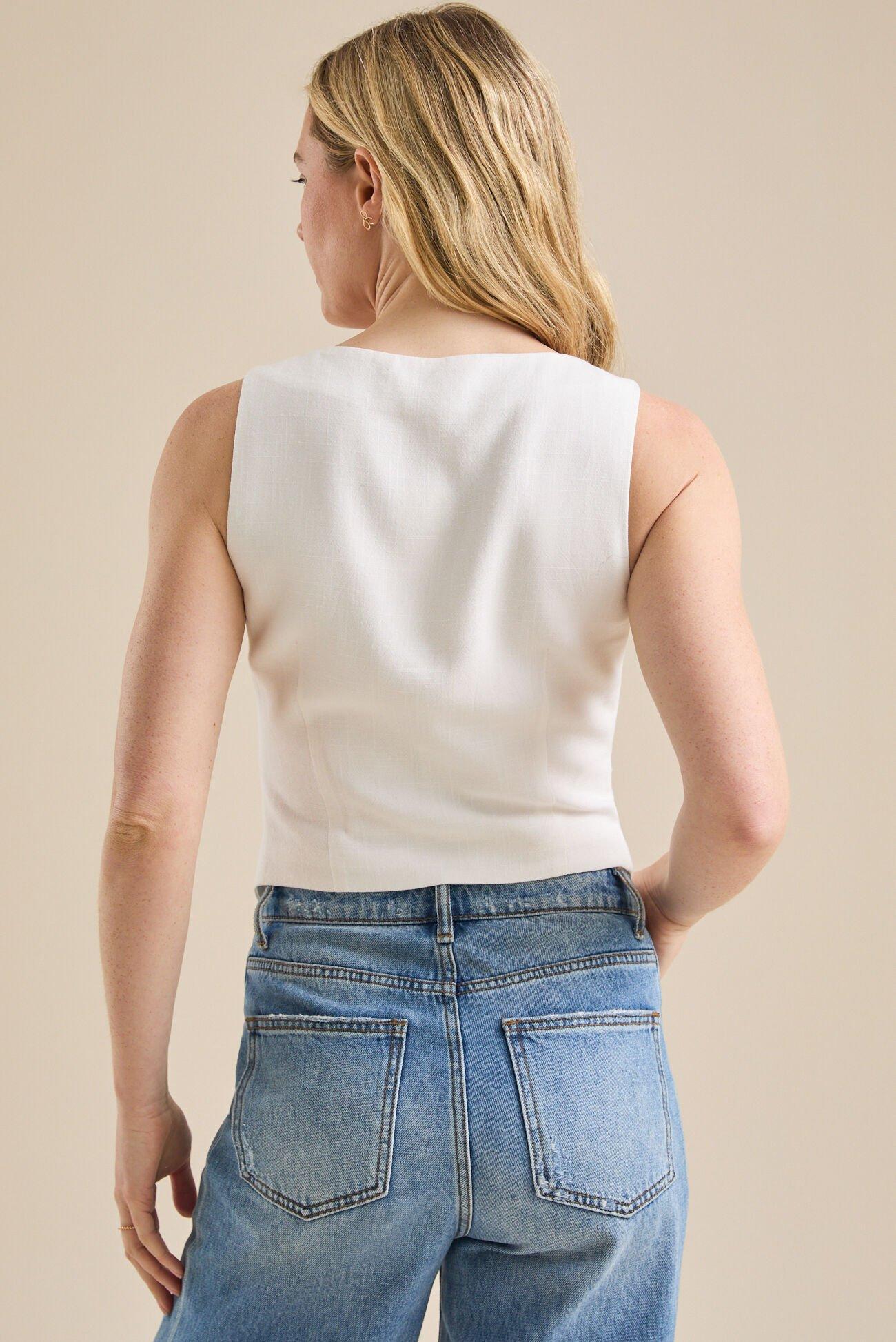 Pippa Button Up Linen Vest Product Image