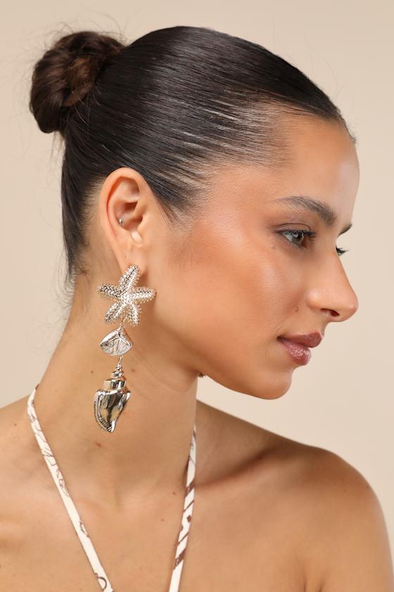 Asterias Gold Starfish Mismatch Statement Earrings Product Image