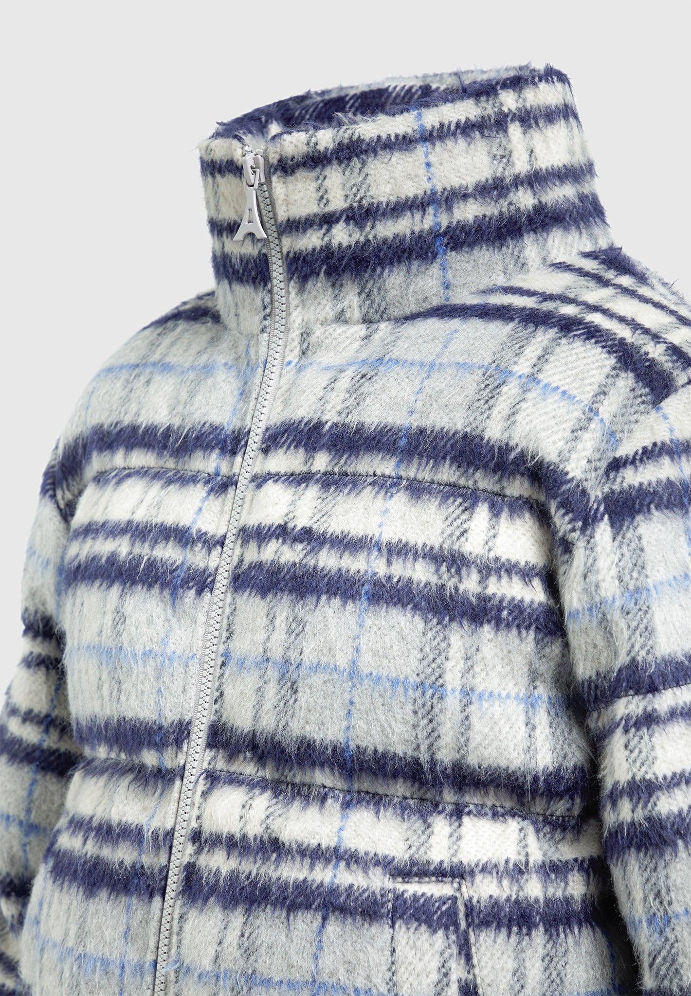 Brushed Check Puffer Jacket - Blue Male Product Image