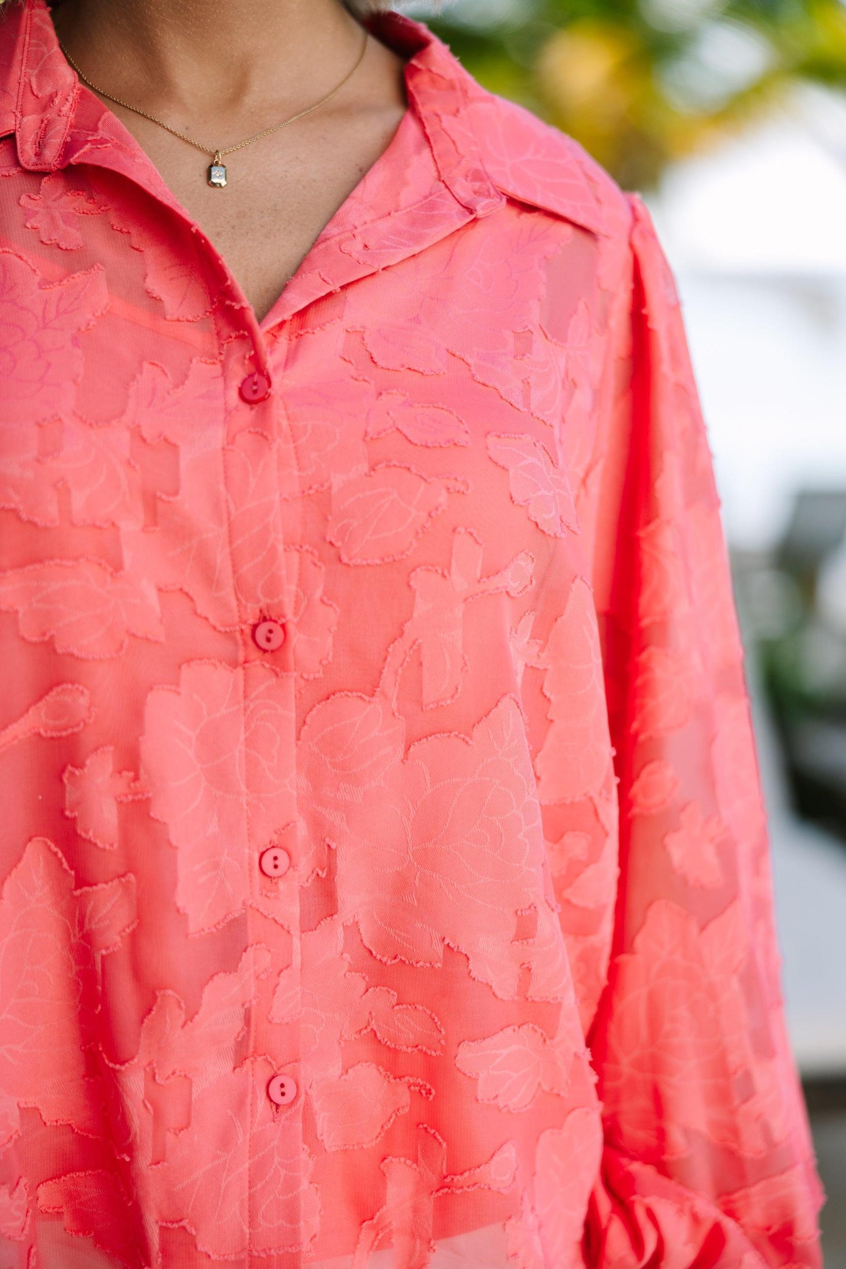 All In The Details Pink Textured Blouse Female Product Image