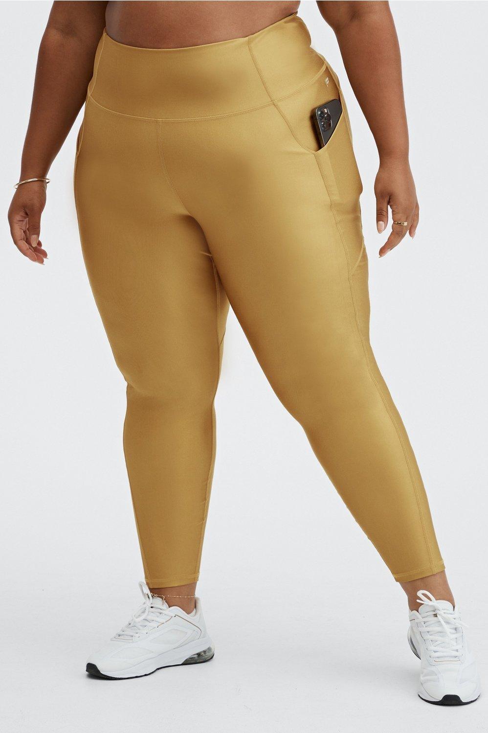 Fabletics Oasis High-Waisted Shine 7/8 Legging Womens Bronze Mist Shine Size XS Product Image