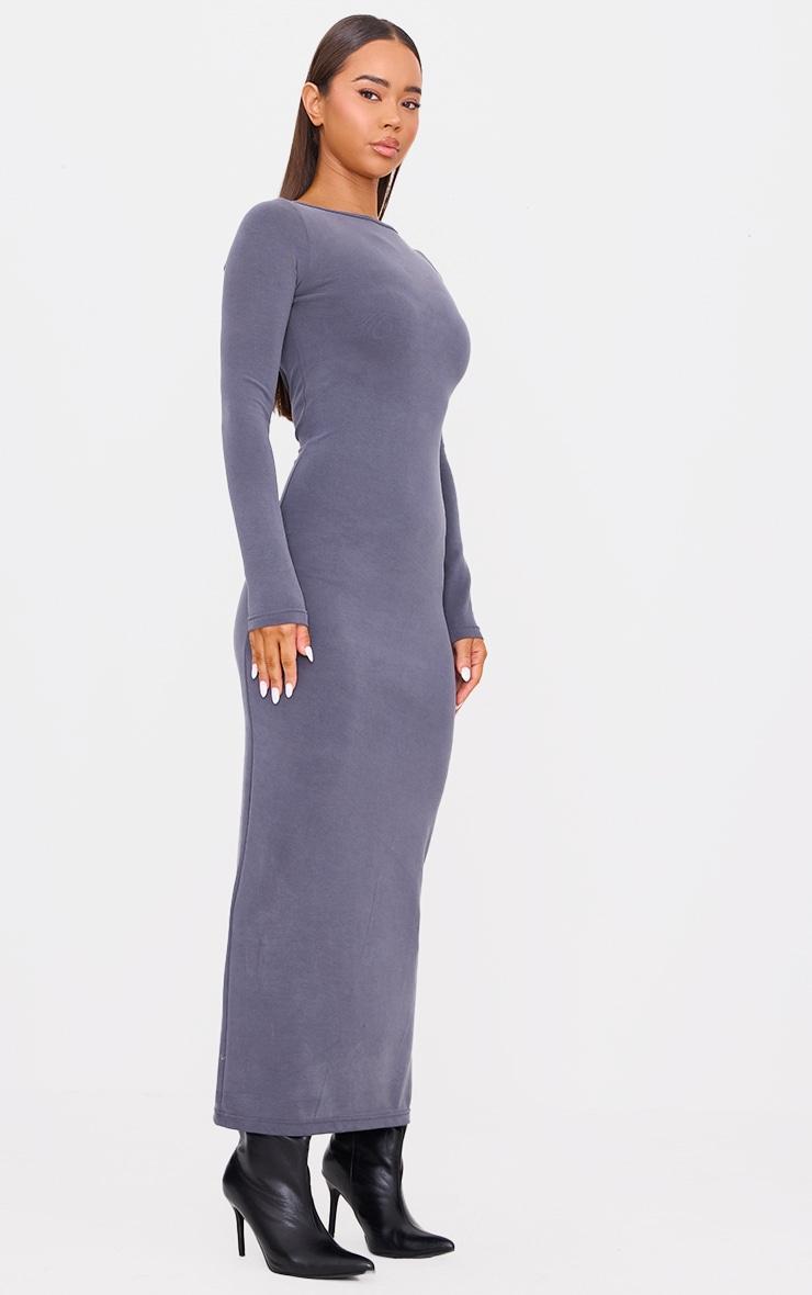  Charcoal Premium Contour Boat Neck Maxi Dress Product Image