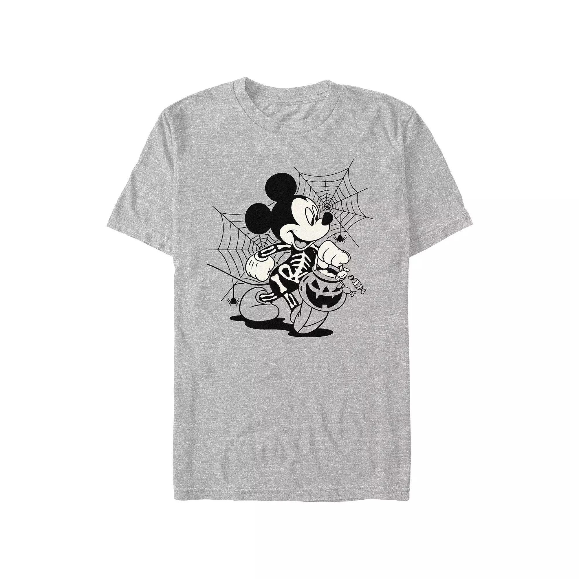 Disney's Mickey Mouse Skeleton Costume Trick Or Treating Men's Graphic Tee, Size: XL, Athletic Grey Product Image