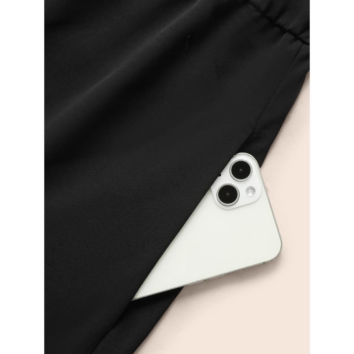 Plus Size Halter Contrast Webbing Elastic Waist Dress Black Women Elegant Gathered Halter neck Sleeveless Curvy BloomChic 22-24/3X Product Image